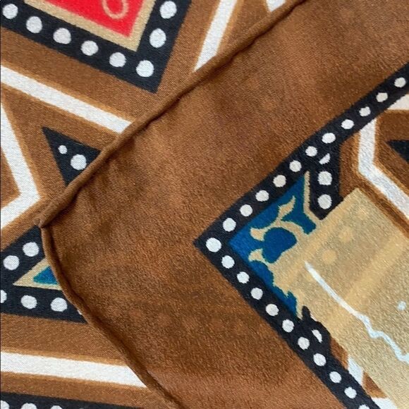 Vtg Anne Klein brown red blue Mandela design scarf - Picture 5 of 8